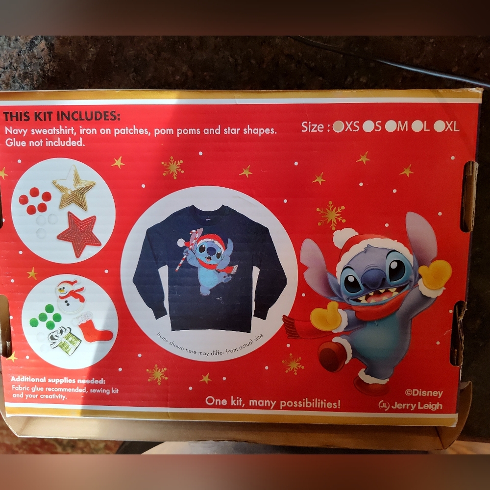 NIB Stitch Disney XS DIY Ugly Sweatshirt Kit - Picture 3 of 4
